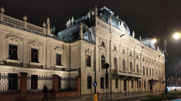 Pałac Poznańskich z nową iluminacją - fot. Wojciech Markiewicz / UMŁ