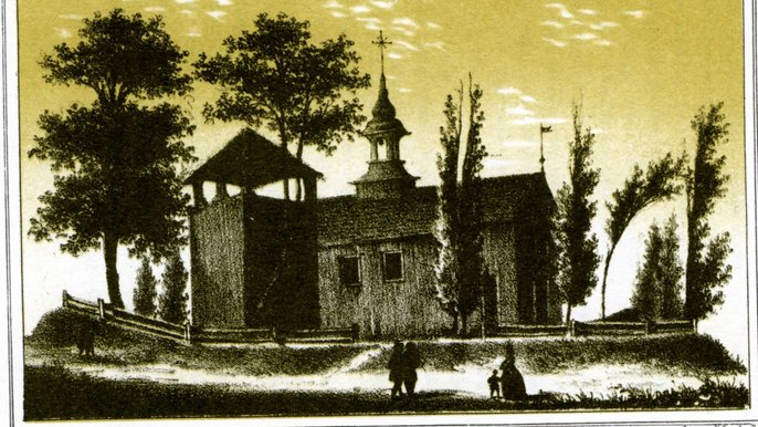Łódzki kościół na litografii - fot. NAC