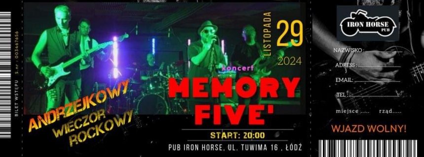 Andrzejkowy Koncert zespołu Memory Five’ w Iron Horse Pub