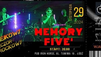  -  Andrzejkowy Koncert zespołu Memory Five’ w Iron Horse Pub