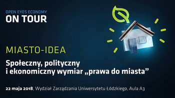 Grafika promująca wydarzenie: Konferencja -  "Społeczny, polityczny i ekonomiczny wymiar prawa do miasta" -  mat. pras. OEE