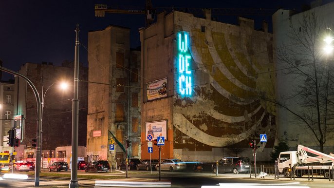 Neonowa instalacja "Wdech/Wydech" - fot. Witold Ancerowicz / UMŁ