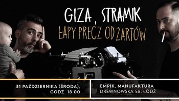 Grafika promująca wydarzenie: Giza i Stramik - spotkanie autorskie w Empiku w Manufakturze -  mat. pras. Salon Empik Łódź Manfaktura