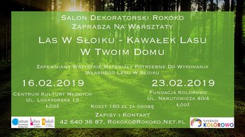 Grafika promująca wydarzenie: „Las w słoiku” - warsztaty florystyczne w lutym w Centrum Kultury Młodych -  fot. mat. CKM