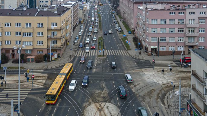 Skrzyżowanie Narutowicza/Kopcińskiego - fot. Stefan Brajter / UMŁ