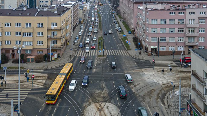 Skrzyżowanie Narutowicza/Kopcińskiego - fot. Stefan Brajter / UMŁ