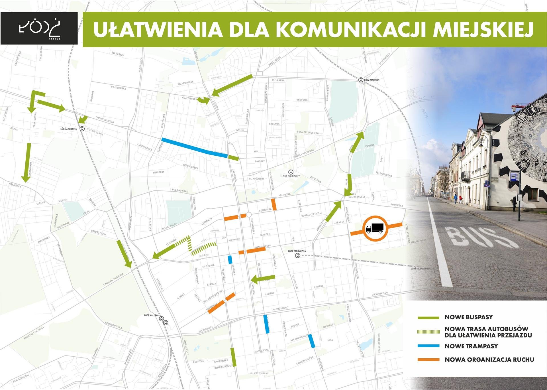 Mapka: ułatwienia dla komunikacji miejskiej