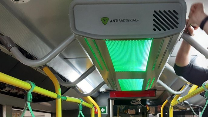 Urządzenie AntiMicrobial+ w łódzkim autobusie - fot. MPK-Łódź