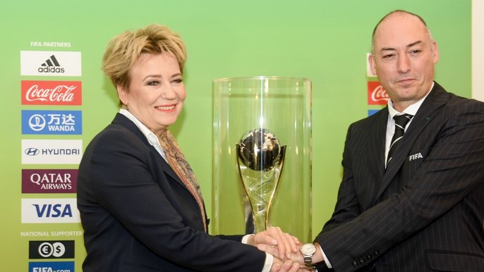 Hanna Zdanowska, prezydent Łodzi oraz Jaime Yarza, szef turniejów FIFA - fot. Paweł Łacheta / UMŁ