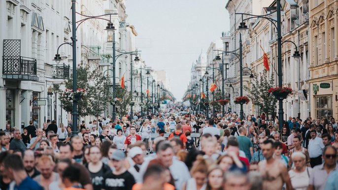 Ulica Piotrkowska w urodzinowy weekend odnotowała rekordową frekwencjęę gości - fot. mat. ŁCW