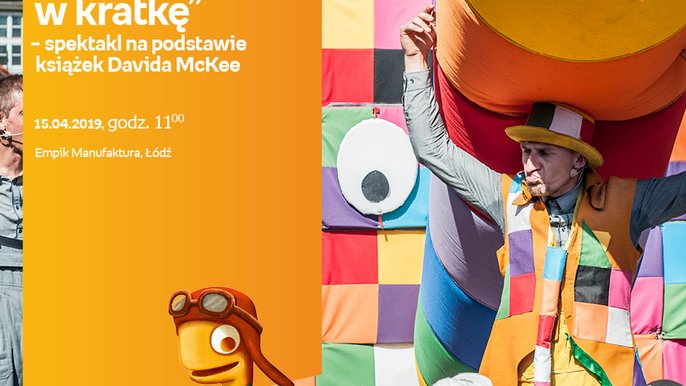 Grafika promująca wydarzenie: "Elmer – słoń w kratkę" | spektakl dla dzieci w Manufakturze - fot. mat. Salon Empik Łódź Manufaktura