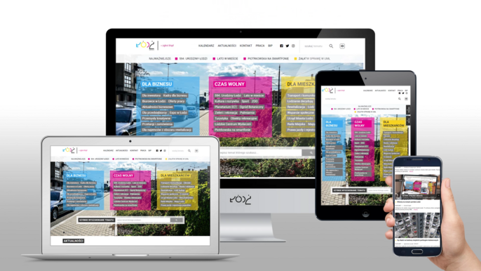 Portal lodz.pl jest responsywny, czyli dostępny dla urządzeń mobilnych 