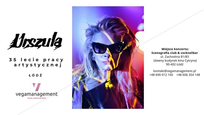 Grafika promująca wydarzenie: 35-lecie pracy artystycznej Urszuli - koncert w klubie Scenografia - mat. pras. Scenografia