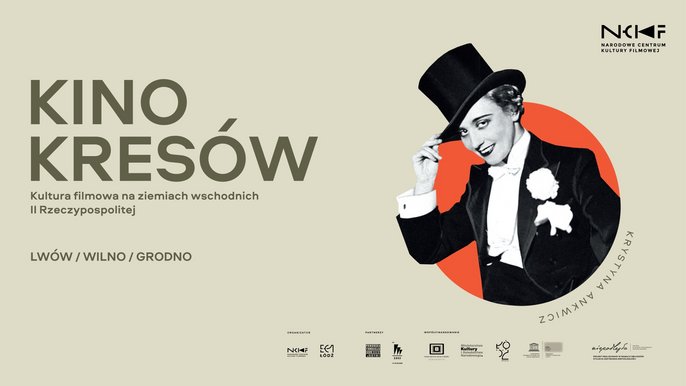 Grafika promująca wydarzenie: "Kino Kresów - kultura filmowa na ziemiach wschodnich II Rzeczypospolitej" - wystawa w EC1 - fot. mat. EC1