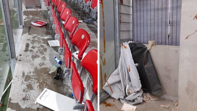 Zdemolowany stadion Widzewa - fot. Marcin Tarociński