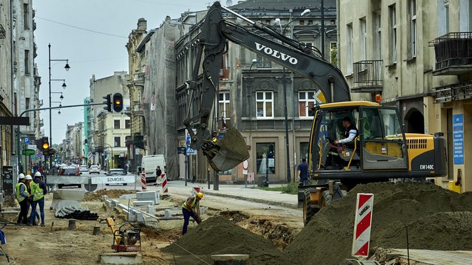 Przebudowa ul. Jaracza na półmetku - fot. Radosław Jóźwiak / UMŁ