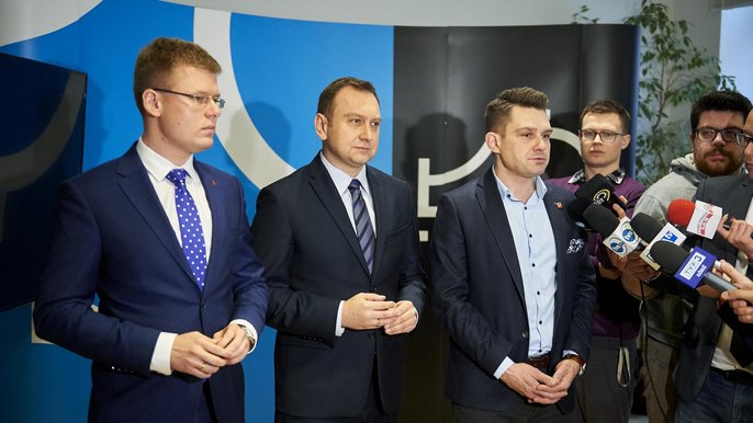 Od lewej: Adam Wieczorek, Tomasz Trela, Marcin Gołaszewski - fot. Radosław Jóźwiak / UMŁ