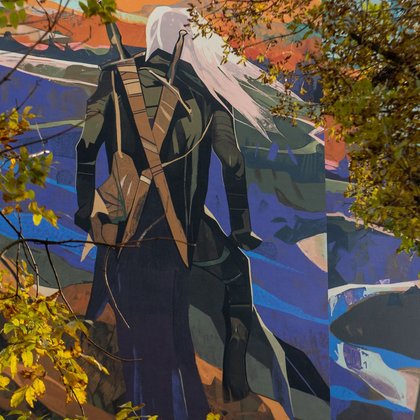 Mural z Wiedźminem na wieżowcach łódzkiego Manhattanu, fot ŁÓDŹ.PL