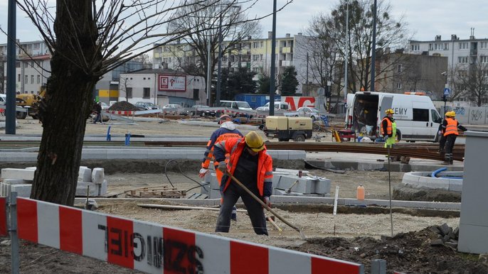 Prace na skrzyżowaniu Dąbrowskiego i Śmigłego-Rydza - fot. UMŁ