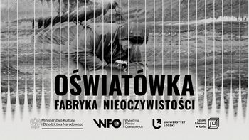  -  Grafika czarno-biała z tytułem wystawy i sylwetką twórcy Włodzimierza Puchalskiego na środku.