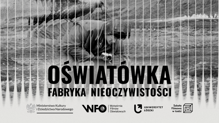 Grafika czarno-biała z tytułem wystawy i sylwetką twórcy Włodzimierza Puchalskiego na środku.