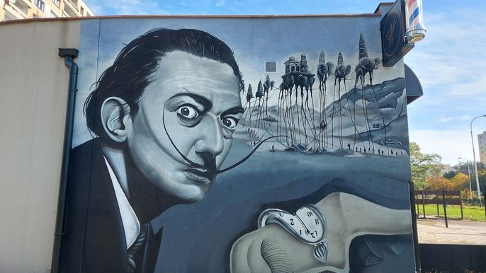 Salvador Dali na muralu na łódzkiej Retkini - fot. Dawid Chmielecki