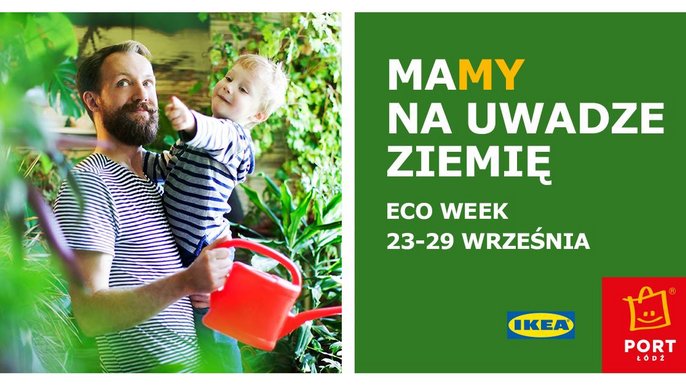 Grafika promująca wydarzenie: Less waste | Eko Tydzień - warsztaty i targi w Porcie Łódź - fot. mat. Port Łódź