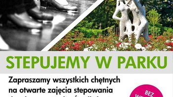 Grafika promująca wydarzenie: Stepujemy w Parku - Tubajka - kawiarni w parku -  mat. pras. Tubajka