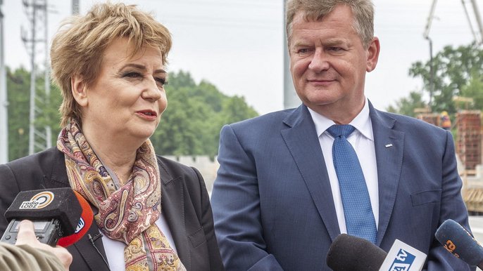 Prezydent Łodzi Hanna Zdanowska i prezes Mirbudu Jerzy Mirgos - fot. Stefan Brajter / UMŁ