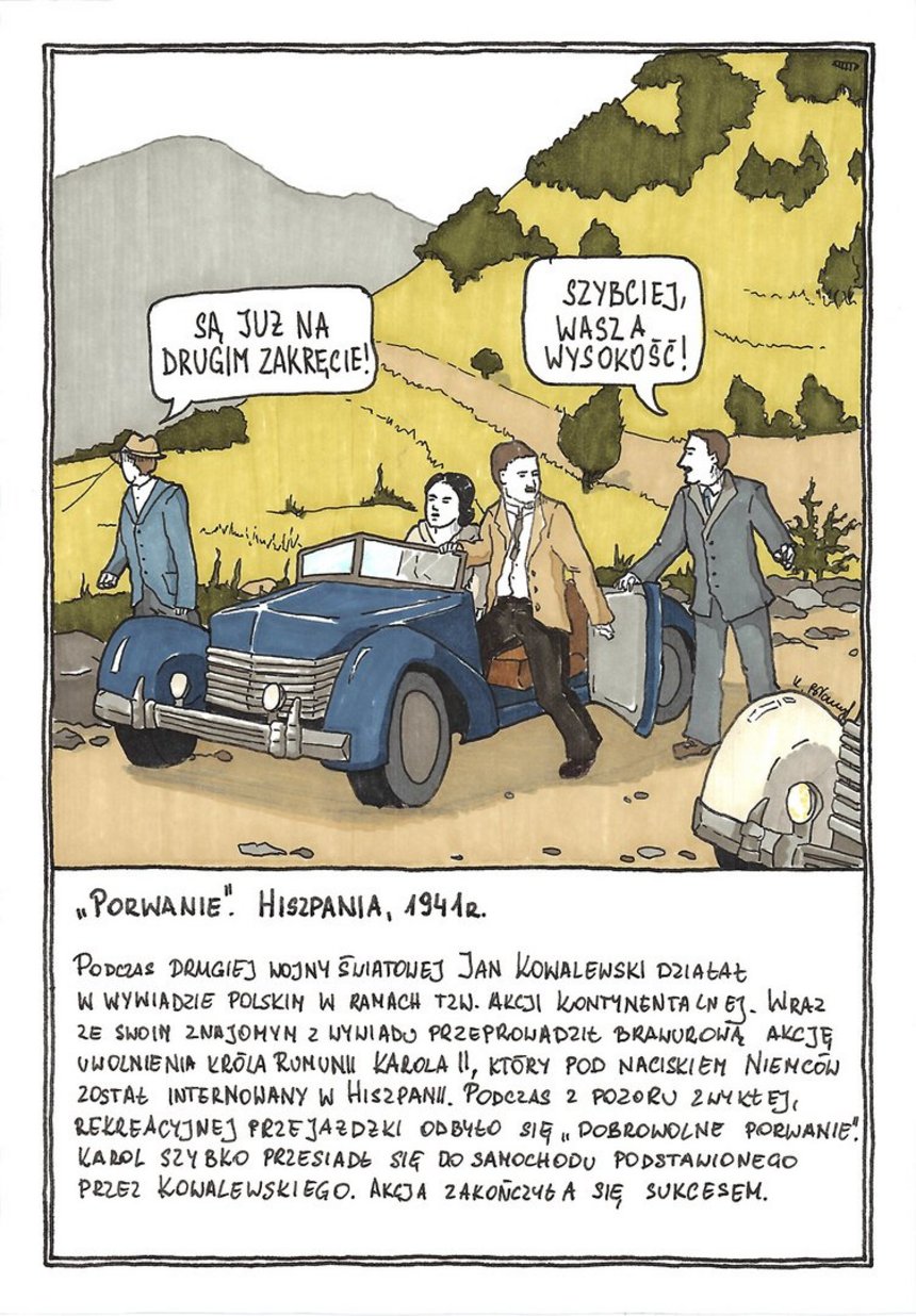 Fragment wystawy. Scenariusz: Andrzej Janecki i Katarzyna Zielińska, rysunki Katarzyna Błaszczyk. 