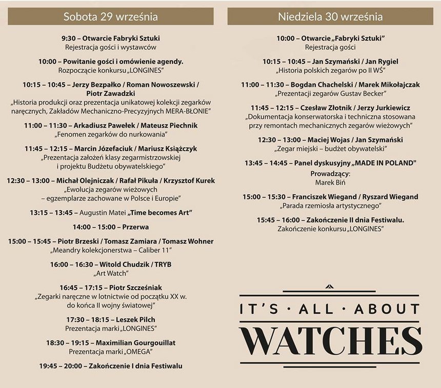 mat pras. Festiwal Zegarków - It's All About Watches