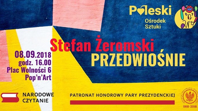 Grafika promująca wydarzenie: Narodowe czytanie w Pop'n'art na Placu Wolności - fot. mat. Poleski Ośrodek Sztuki