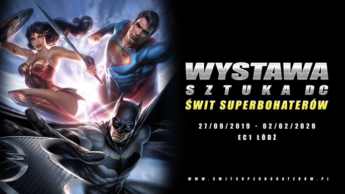 Grafika promująca wydarzenie: "Sztuka DC. Świt superbohaterów" - wystawa w EC1 - fot. mat. EC1