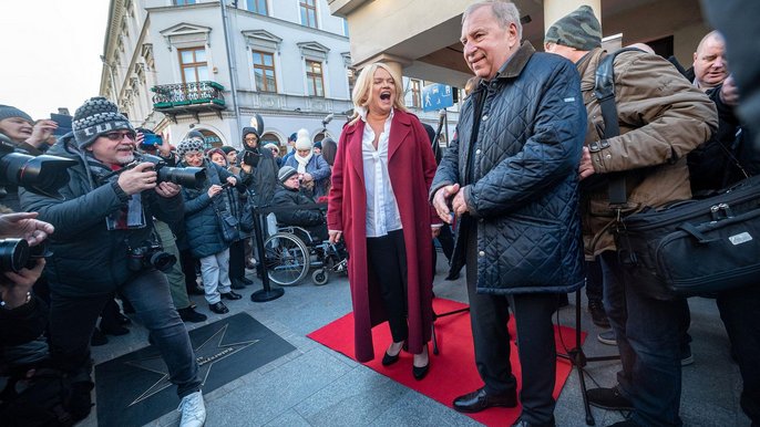 Katarzyna Figura i Jerzy Stuhr w Łódzkiej Alei Gwiazd - fot. Paweł Łacheta / UMŁ