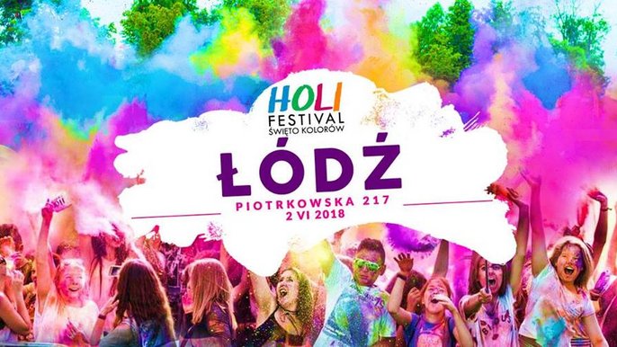 Grafika promująca wydarzenie: Łódź Holi Festival - Święto Kolorów Łodzi na Piotrkowskiej 217 - mat. Holi Festival Poland