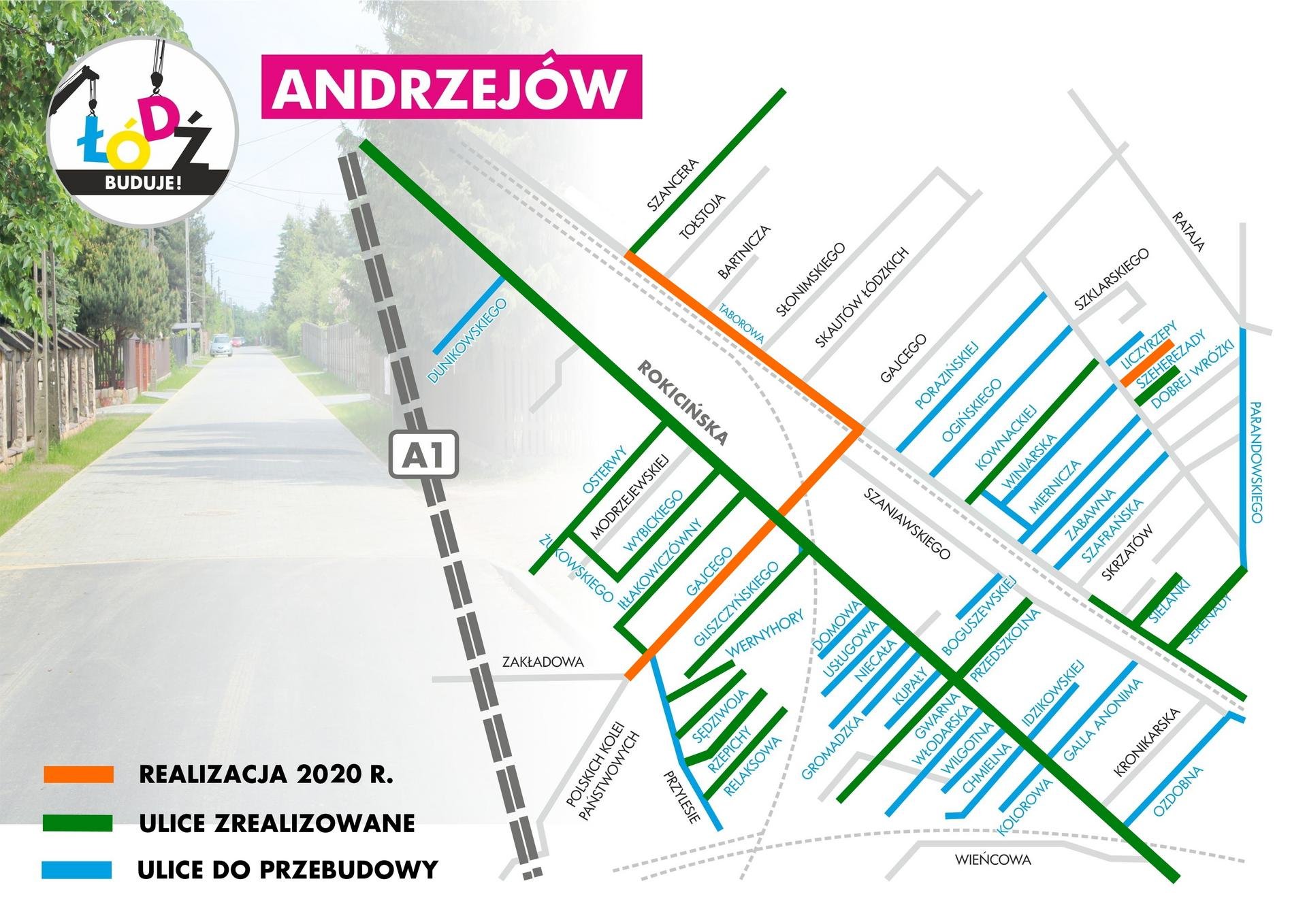 Schemat: przebudowa dróg na Andrzejowie 