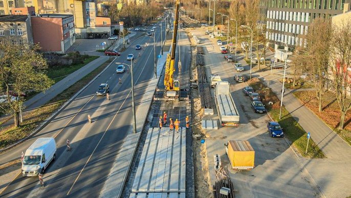 Budowa torowiska tramwajowego na al. Śmigłego-Rydza - fot. UMŁ