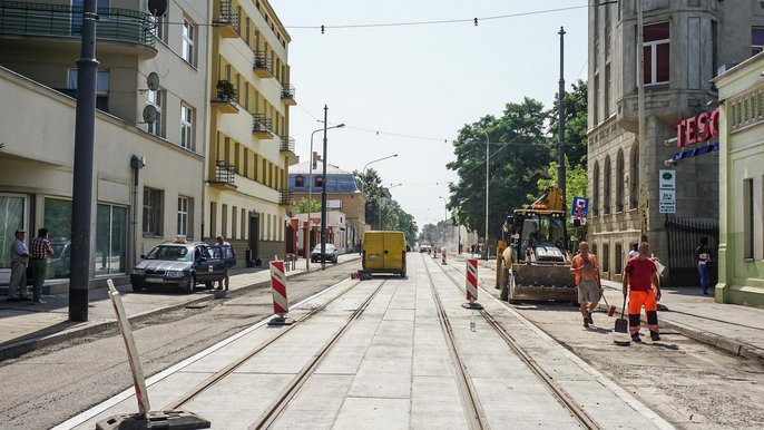 Remont torowiska na Gdańskiej ma się zakończyć w październiku - fot. Grzegorz Sikora / UMŁ