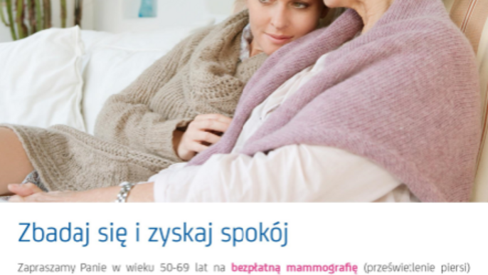 Grafika promująca bezpłatne badania mammograficzne w mammobusie LUX MED w Sukcesji w Łodzi - mat. pras. LUX MED Diagnostyka