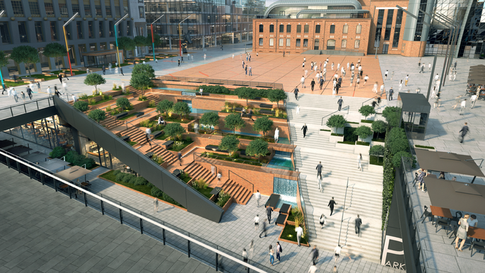 Woonerf w Nowym Centrum Łodzi - wizualizacja - mat. prasowe