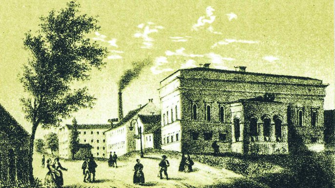 Posiadłości Geyera - Litografia W. Walkiewicza z połowy XIX w.