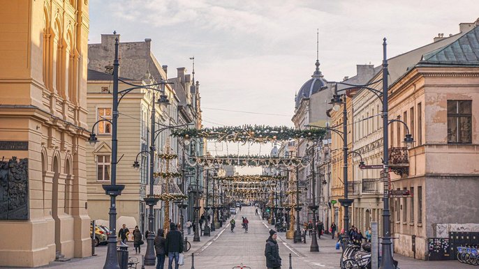 Zimowa dekoracja ulicy Piotrkowskiej 