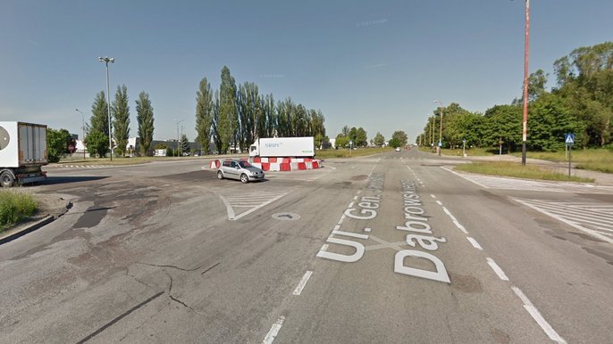 Remont Dąbrowskiego/Lodowa - fot. Google Street View