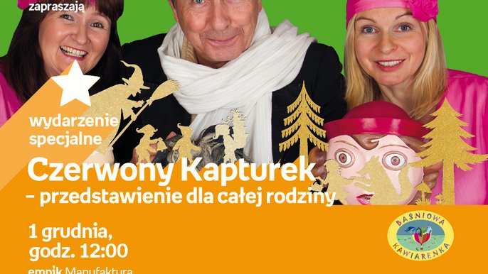 Grafika promująca wydarzenie: Czerwony Kapturek - przedstawienie w Empiku w Manufakturze - fot. mat. Salon Empik Łódź Manufaktura