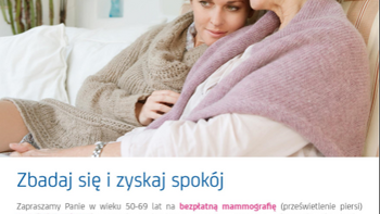 Grafika promująca bezpłatne badania mammograficzne w mammobusie LUX MED w maju w Sukcesji w Łodzi  -  mat. pras. LUX MED Diagnostyka