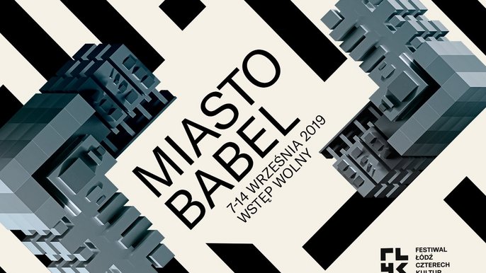 Grafika promująca wydarzenie: „Miasto Babel” w ramach FŁ4K | akcja artystyczna w Manufakturze - fot. mat. Manufaktura