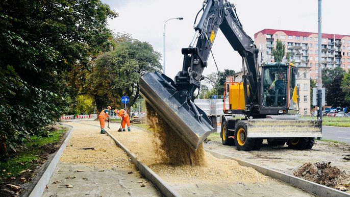 Budowa drogę rowerową na Zachodniej i Zgierskiej - fot. Paweł Łacheta / UMŁ