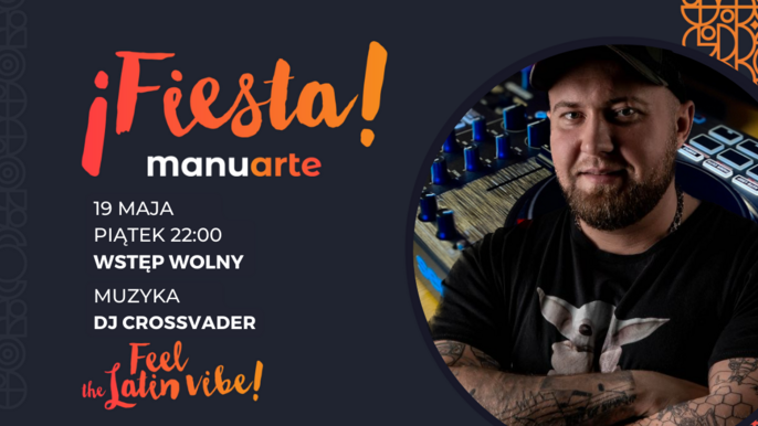 Plakat reklamowy: granatowe tło, pomarańczowe napisy. - Plakat reklamowy: granatowe tło, pomarańczowe napisy.