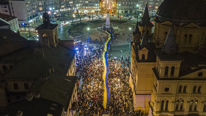 Marsz "Stop Wojnie!" na ul. Piotrkowskiej - fot. Stefan Brajter