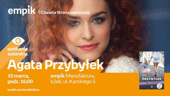 Plakat promujący wydarzenie: Spotkanie autorskie z Agatą Przybyłek, autorką książki "Żona na pełen etat" w Empiku w Manufakturze -  fot. mat. pras. Salon Empik Łódź Manufaktura